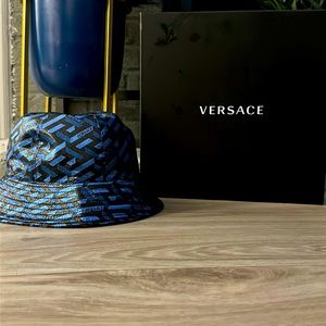 Versace spring season 2022. Blue and black bucket hat. Brand new in the box.